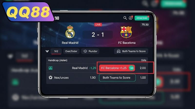 Hướng dẫn chơi cược chấp 1.25 tại QQ88